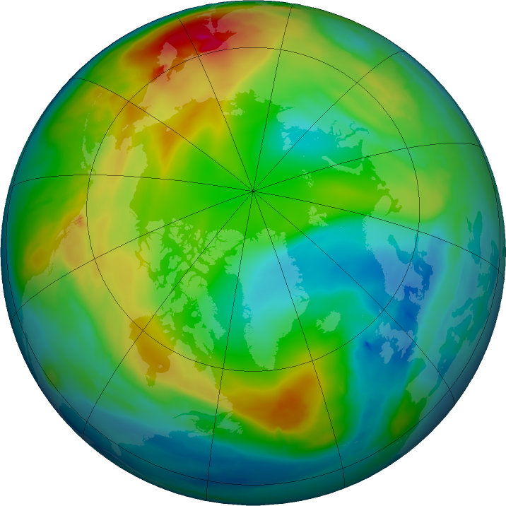 Arctic ozone map for 27 December 2015